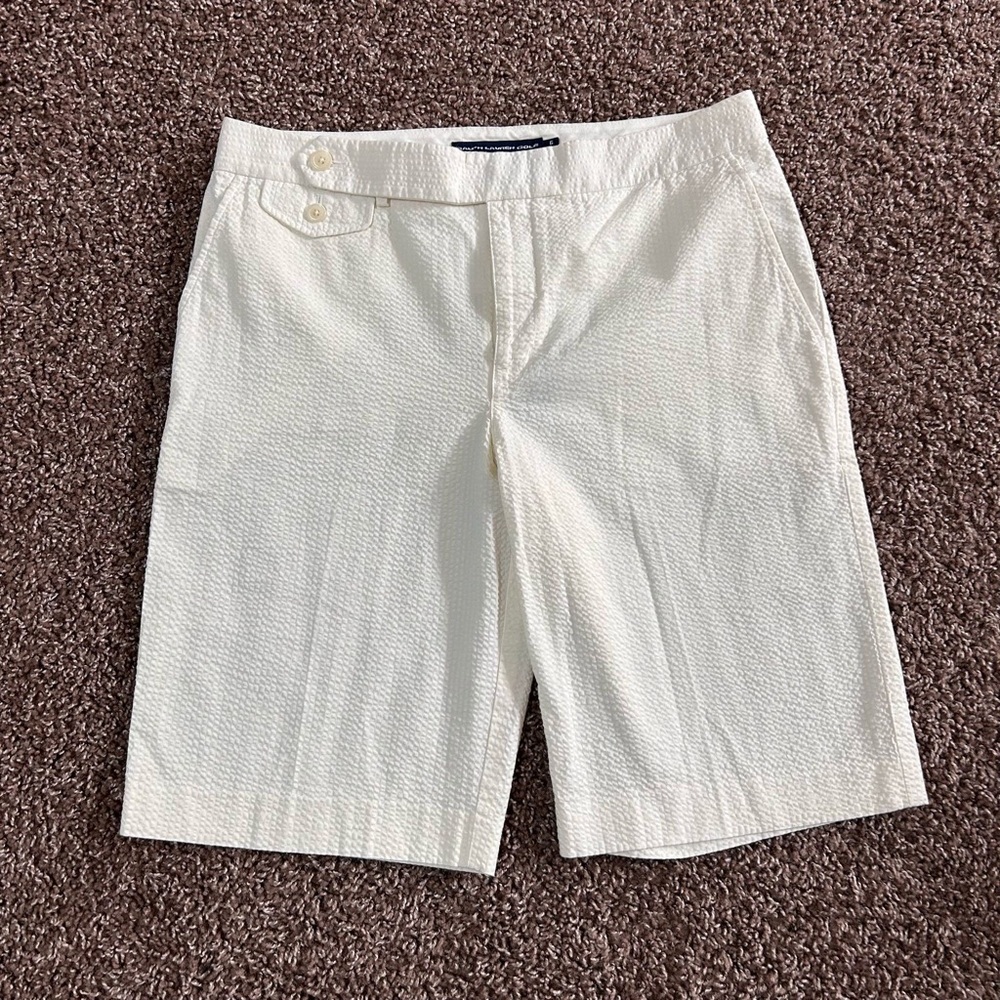 Ralph Lauren White Tailored Bermuda Shorts